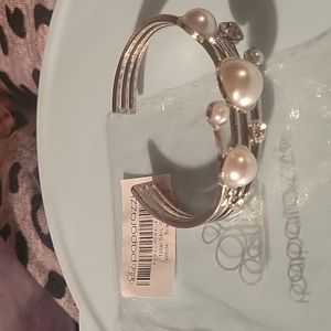 Paparazzi Total Sail Out White Cuff Bracelet